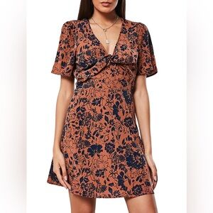 Missguided Floral-Print Twist-Front Mini Dress NEW Size 6